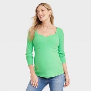 Corsetry Rib Maternity Top - Isabel Maternity by Ingrid & Isabel™‎ Green Size S